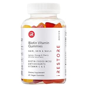 iRestore Hair Gummy Vitamins, Vegan Biotin Gummies for Hair Skin and Nails Gummies, Hair Gummies, Biotin Gummies for Hair Growth Biotin Vitamins Hair Vitamins Gummies for Women & Men, Biotin 10000mcg