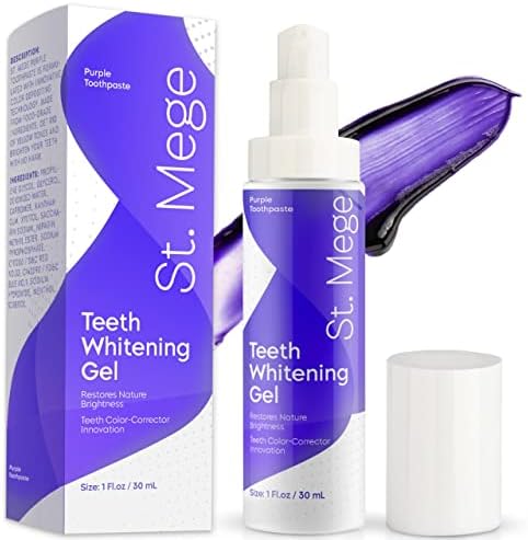 St. Mege Purple Toothpaste Teeth Whitening Gel, Innovative Color Wheel Toothpaste, Whitening Toothpaste for Adults Tooth Stain Removal, Purple Toothpaste Brightness Booster, Gentle Formula 1 fl oz