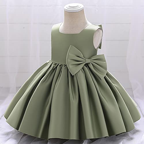Flower Girls Bowknot Tutu Dress for Kids Baby Wedding Bridesmaid Birthday Party Pageant Formal Dresses Toddler Little Princess First Communion Baptism Christening Dance Prom Gown Green 12-18 Months - Thumbnail 5