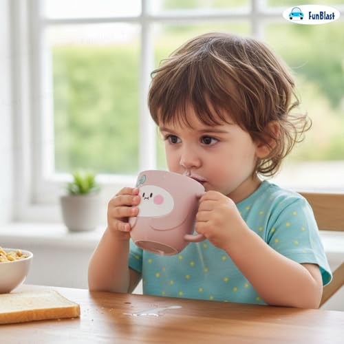 Image of FunBlast Milk Mug for Kids - 350 Ml; Unbreakable Mug for Kids, Milk Mugs for Kids Unbreakable - Milk Drinking Cup for Kids (Pink4)