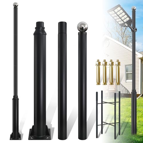 Poste de luz de calle de 10 pies en metal galvanizado negro con jaulas de barra 114