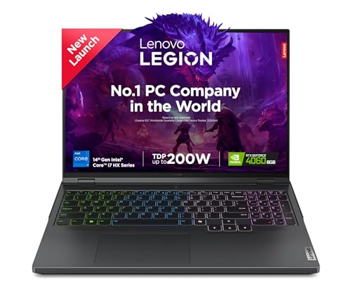Image of (Refurbished) Lenovo Legion Pro 5 Intel Core i7-14650HX 16 inch (40.64cm) WQXGA IPS 500Nits 240Hz Gaming Laptop (16GB /1TB SSD /Win 11 /Office 2021 /NVIDIA RTX 4060 8GB /100% DCI-P3 /3 Month Game Pass /Grey /2.5Kg), 83DF003NIN