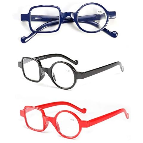 mincl Readers 3 Pack Quality Irregular Glasses Frame Resin Square Round Reading Glasses for Men and Women Cover