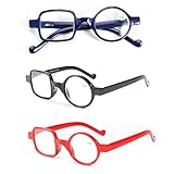mincl Readers 3 Pack Quality Irregular Glasses Frame Resin Square Round Reading Glasses for Men and Women (3-Pack-Floral, +2.0)