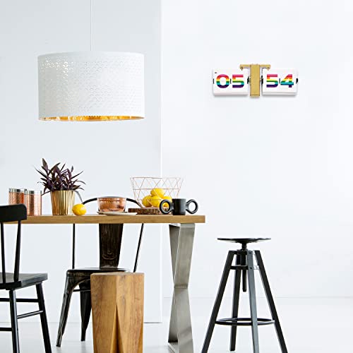 Cloudnola Flipping Out Wall And Tabletop Flip Clock, Rainbow Numbers And Gold Metal, Battery Operated Digital Display #TOP2