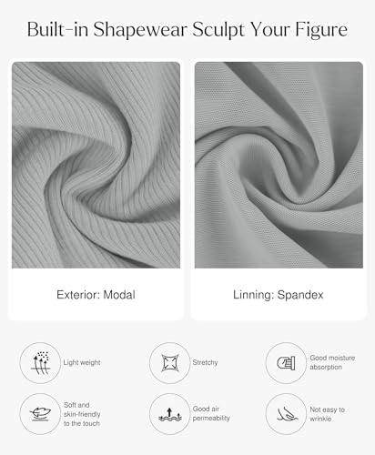 Image of Popilush Long Sleeve Midi Dresses for Women, Built-in Bra Shapewear Dress | Bodycon, Tummy Control, Square Neck, Cocktail Party and Dinners