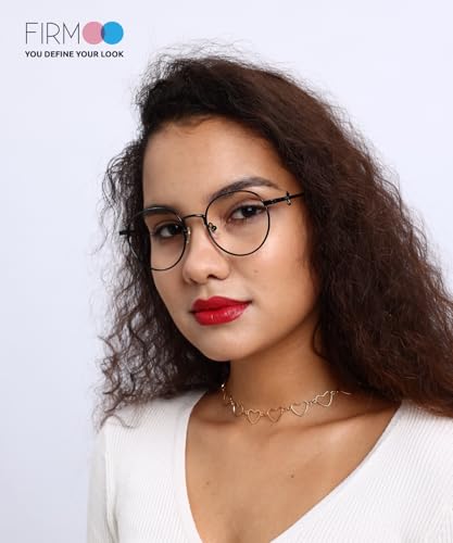 Image of Firmoo Blue Light Blocking Glasses for Woman, Retro Round Metal Frame Anti Eyestrain UV400 Computer Gaming Glasses Bow165