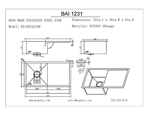 Bai 1231 Stainless Steel 16 Gauge Kitche Buy Online In Fiji At Desertcart