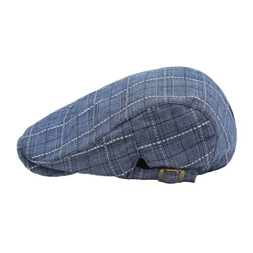Image of ZLYC Men Cotton Flat Cap Summer Scally Ivy Gatsby Newsboy Beret Driver Cabbie Hunting Hat