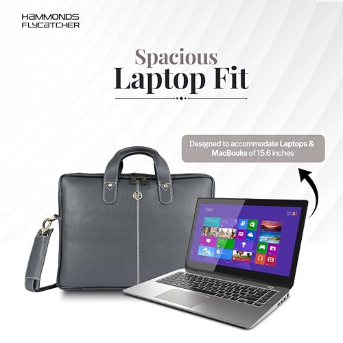 HAMMONDS FLYCATCHER Genuine Leather Office Bag for Men - Laptop Bag for Men - Padded Laptop Compartment - Fits 14 Inch Laptop - Adjustable Strap - Leather Bag for Men - 1 Year Warranty