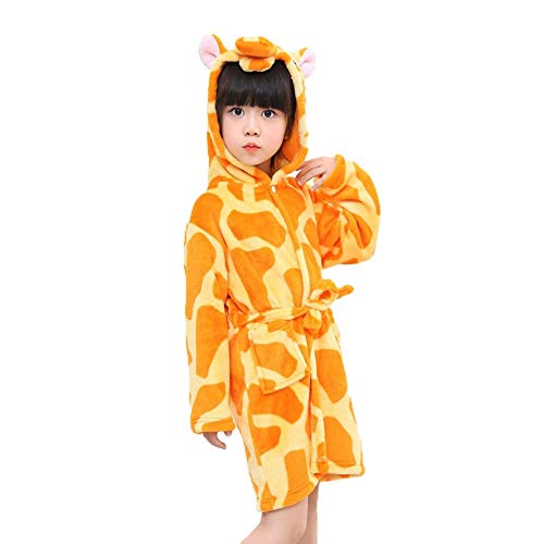 Vikenner Animal Print Kid Robe Cartoon Flannel Hooded Sleepwear Winter Plush Soft Cute Bathrobes for Girls Boys