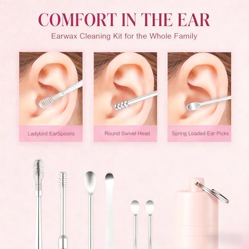 Image of 6 Pcs Ear Wax Removal Tool Set with Storage Tube, 2026 Ear Wax Removal Tool Ear Cleaning Kit, Portable Ear Pick Earwax Removal Tool Ear Cleaning Kit with Storage Box (Green)