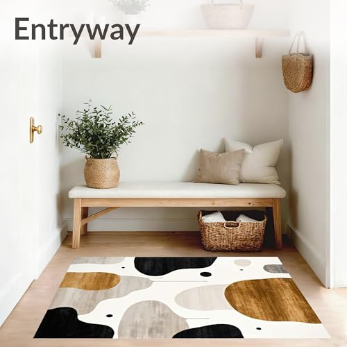 Tapete plano moderno 5x7 beige y negro miniatura 3