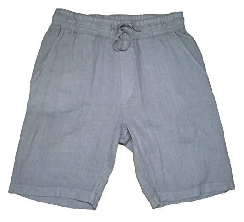 Fantasy Pantalones Corto Bermudas Puro Lino Ligero Fresco Verano Moda Slim Bolsillos Hombre Niño