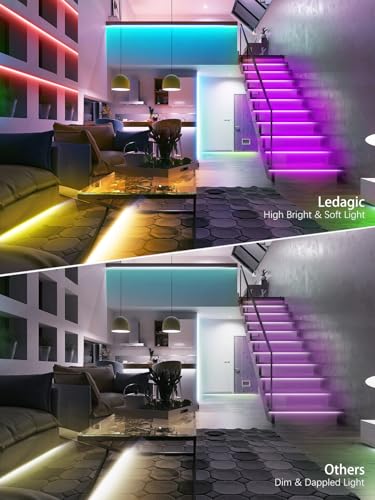 Image of Ledagic Led Lights for Bedroom 32.8FT 300Leds RGB Led Strip Lights Music Sync Color Changing, Dimmable Led Light Strip with Remote App Control, Super Bright Led Tape Light Room Home Gaming Accessories
