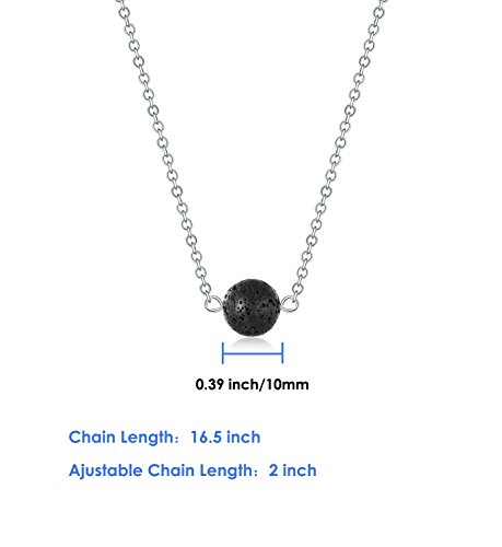 Lava Stone Bead Essential Oil Diffuser Necklace, Lava Ball Essential Pendant Aromatherapy Jewelry with 16.5 inches O Chain - Image 3