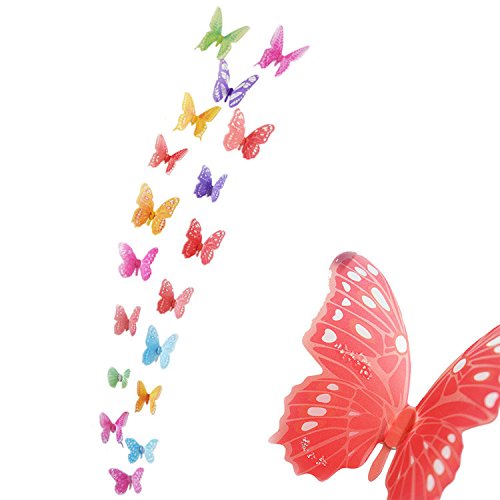 Haimoburg - Juego de 36 mariposas den 3D adhesivas para la pared, decoración para la pared, vinilo para pared