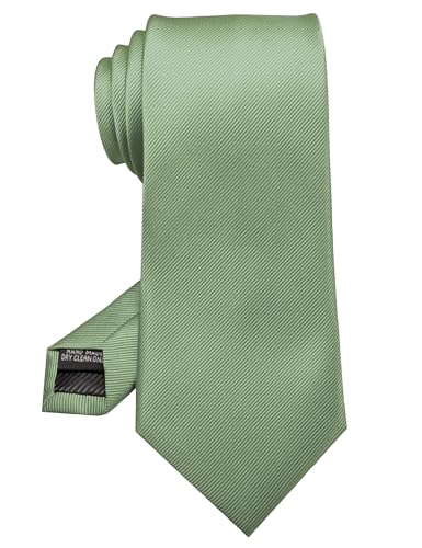 RBOCOTT Silk Sage Green Tie Business Wedding Formal Necktie for Men (62)