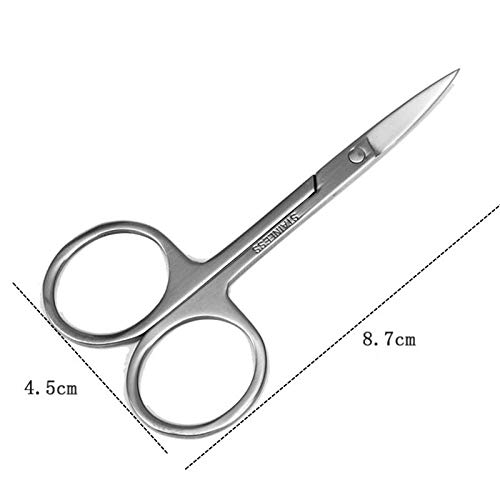 Ghelonadi Manicure Scissors Stainless Steel Curved Eyebrow Trimmer Eyelashes Nose Hair Nail Cutter Makeup Tools (1 PCS Steel Scissor) 4
