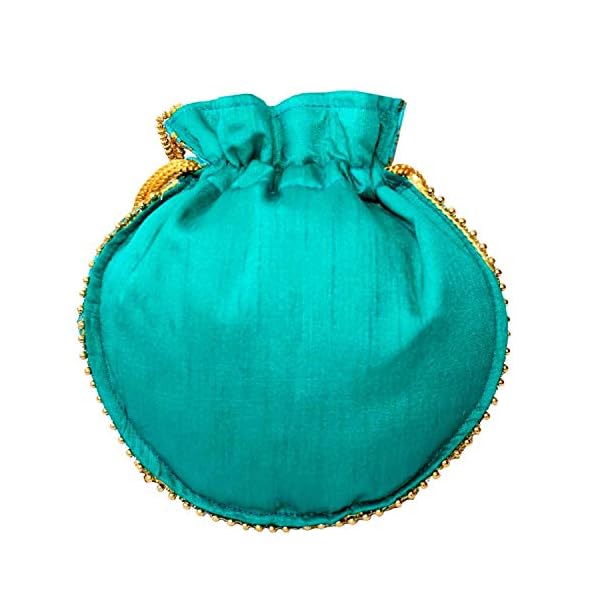 Cloudreteil Women's Embroidered Potli Bag (Sky Blue) - Image 3