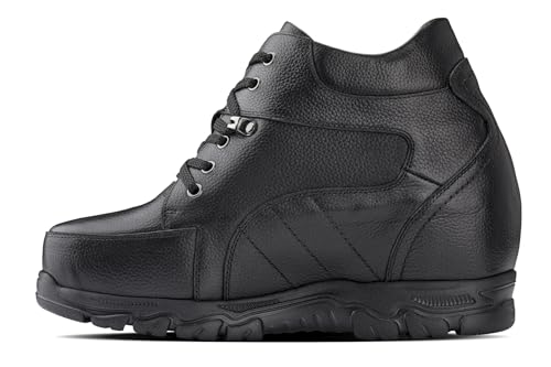 Image of Calden Men's Invisible Height Increasing Elevator Shoes - Black Pebble Grain Leather Lace-up Boots - K107216 - Size 11.5 D(M) US - 5.2 Inches Taller