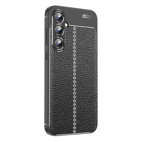 CruzerLite Compatible with Samsung Galaxy A35 5G Case, Carbon Fiber Texture Design Cover Anti-Scratch Shock Absorption for Samsung Galaxy A35 5G Case (2024) (Leather Black) Cover