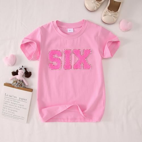 Girl Birthday Shirt 5th 6th 7th 8th 9th 10th Birthday Girl T-Shirt Kid Bday Party Outfit Embroidery Shirt Top 5-10Y3