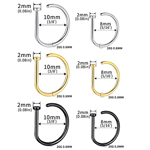 VOJO G23 Titanium 20G Nose Rings Hoops L Shaped Screw Nose Studs Diamond Small Piercing Jewelry for Women Men3