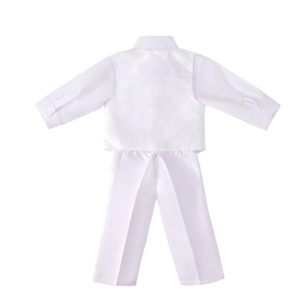 Lito Angels Baby Jungen Taufkleidung Taufanzug Taufe Kleidung Weißer Anzug mit Haube Größe 6-12 Monate