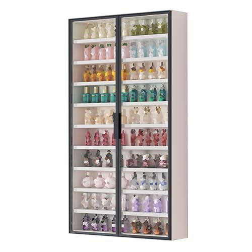 Display Cabinets, Multi-Tier Curio Storage Shelving with Glass Doors, Figures Dolls Model Wooden Display Case, Collectibles Organizers Rack, Home Playroom Showcase(White,60x