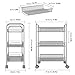 Homfa 3-Tier Mesh Wire Rolling Cart Multifunction Utility Cart Kitchen Storage Cart on Wheels, Steel Wire Basket Shelving Trolley,Easy Moving,Silver
