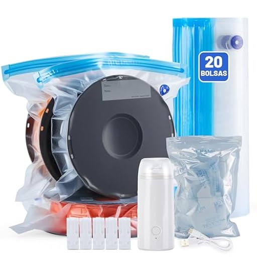 AGPTEK Bolsas Almacenamiento Filamento 3D - Kit Vacío con Bomba Eléctrica 500mAh, Desecantes y Cremallera Hermética, Impermeable/Polvo para PLA, ABS, PETG (Material PA+PE), 30x34cm (20 Unid) | Ya disponible en tu tienda friki favorita! En mundofriki.es! AGPTEK Bolsas Almacenamiento Filamento 3D - Kit Vacío con Bomba Eléctrica 500mAh, Desecantes y Cremallera Hermética, Impermeable/Polvo para PLA, ABS, PETG (Material PA+PE), 30x34cm (20 Unid) | Ya disponible en tu tienda friki favorita! En mundofriki.es!