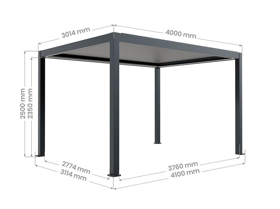 Direct ABRIS Pergola Bioclimatique Autoportée Motorisée 12m² 3x4m Gris Anthracite Stellar - Eclairage Intégré