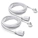 Power Extension Cord, Indoor Flat 3 Prong Angled Plug 16AWG - UL Approved - 12 feet (2 pack | White)