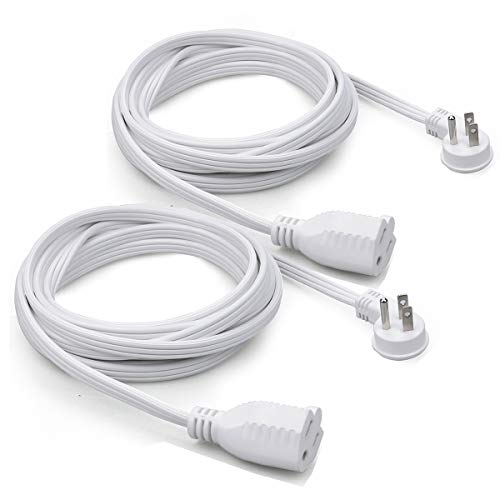 Single Outlet Extension Cord (12 Feet - 2 Pack - White)