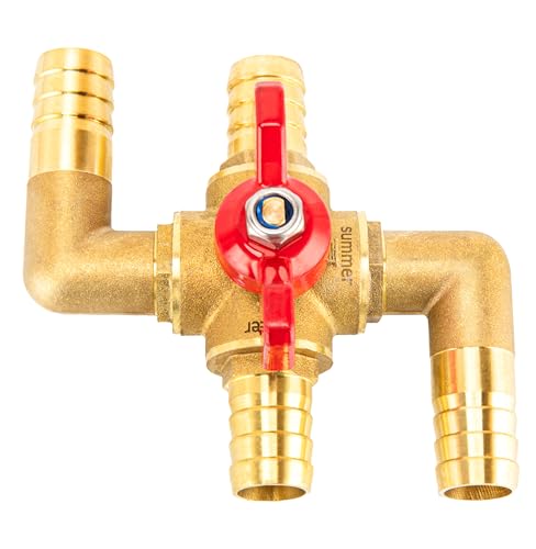 4-way Automobile Heating Water Valve, Heater Core Bypass 3/4in, Automotive Integrated Manual Control Valve Solid Brass with 4 Clamps