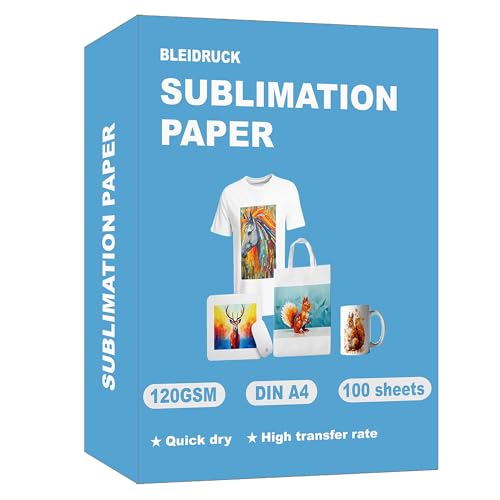 100 Blatt Sublimationspapier DIN A4 (210 x 297 mm) 120 g/m Sublimation Paper Kompatibel mit Inkjet Drucker Sublimationsdruckern