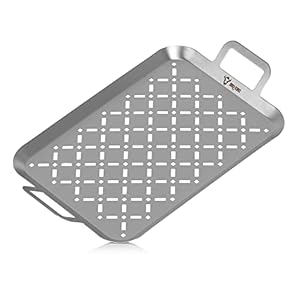 BBQ-Toro Roestvrijstalen grillschaal, rechthoekig, (B) 44 x (D) 26 x (H) 4,5 cm, grillmand voor gasgrill, grillschaal, roestvrij staal voor barbecue, groentegrillschaal