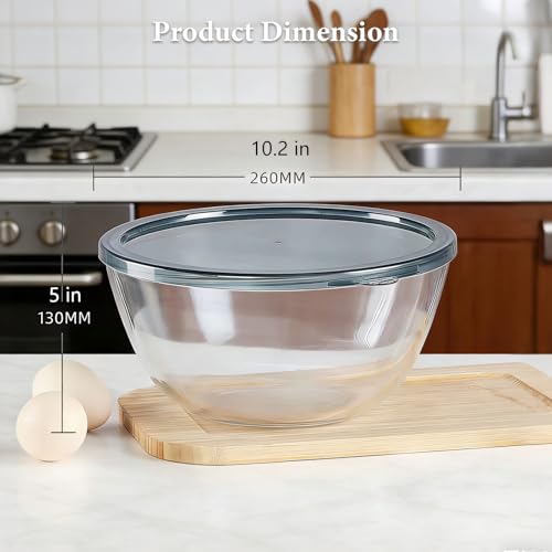 Tazón grande de vidrio 4.7 Qt con tapa para fermentación y mezcla miniatura 2