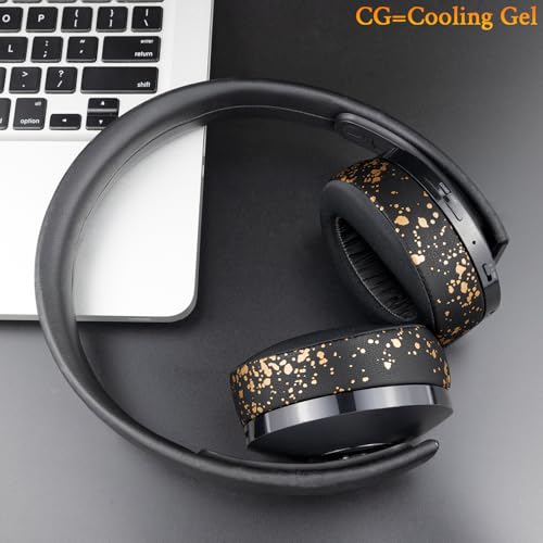 Image of SOULWIT Cooling-Gel Ear Pads Cushions for Sony New Gold Wireless PlayStation PS4 Headset, Replacement Earpads for 2018 Version, Headphone Model CUHYA-0080 - Black Gold