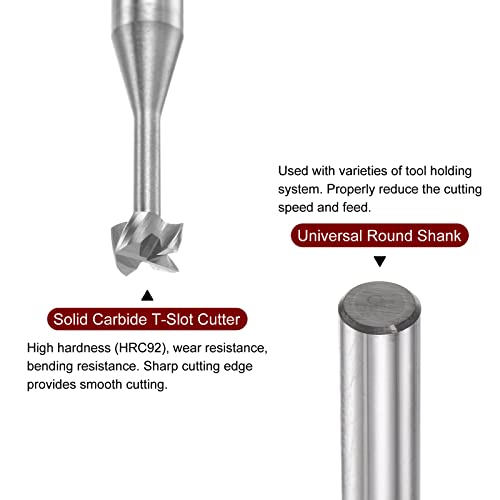 Image of HARFINGTON T Slot End Mill Milling Cutter 4mm Cutting 2mm Depth 4mm Shank Solid Carbide 4 Flutes for Aluminum Copper Zinc Alloy