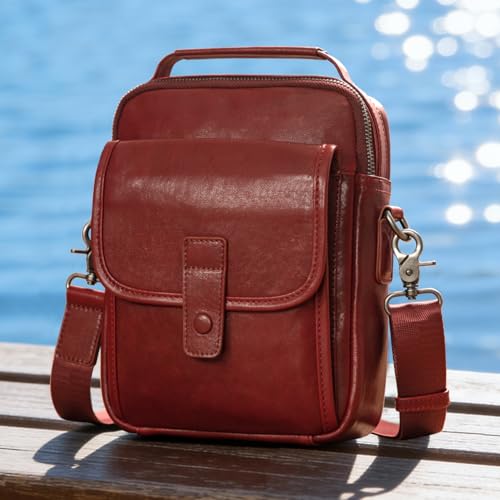 Image of Augus Genuine Leather Small Messenger Bag Crossbody