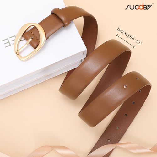 SUOSDEY Women Leather Belt for Jeans Pants, Fashion Dress Waist Belt with Gold Buckle4