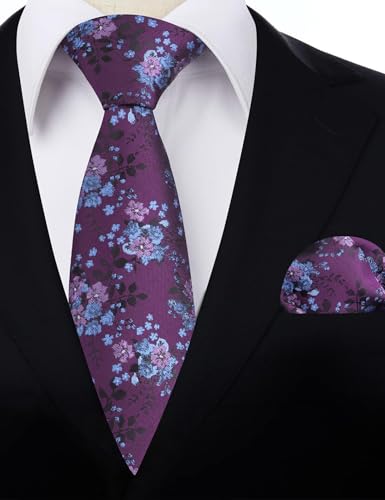 Image of Alizeal Mens 3.15inches Delicate Floral Tie with Small Flower Printed Handkerchief Set