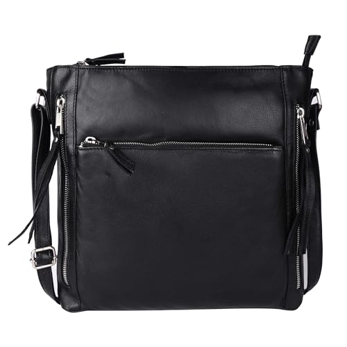 Grace Soft Napa Real Leather Large Cross body handbag-Double Zip Premium Sling Crossover Shoulder Bag for Women