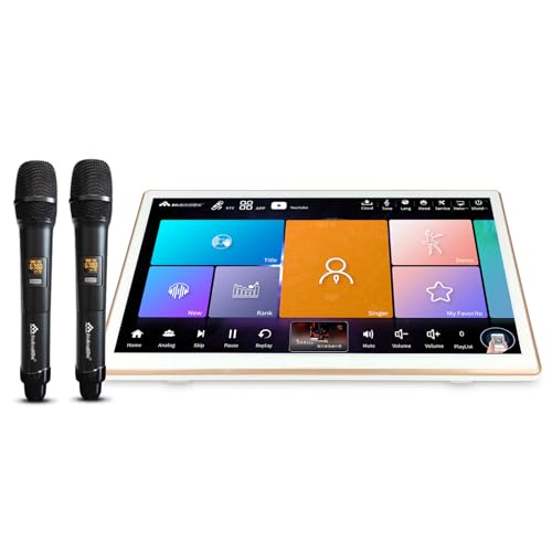 2025 New Inandonkod Karaoke Machine,18.5 Inch Touch Screen,Free Cloud Download Songs All in One Karaoke System with Mic, KTV Singing,Chinese Karaoke Player,YouTube APP Online Play (4T White)