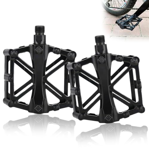 Pedale VTT 9/16 Pouces,Pédales de Vélo Pédales Plates en Aluminium,avec Picots Antidérapants et Roulements Fluides,Pedale Velo pour VTT, Vélo de Route,...