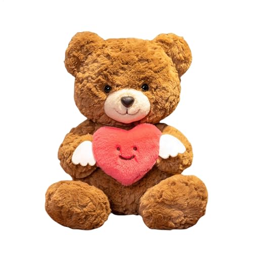 LearnLyrics Peluche de oso, animales de San Valentín, osos lindos abrazos, corazón, San Valentín, peluche, muñeca de peluche de 9,84 pulgadas, decoración de habitación almohada para mujeres, novia