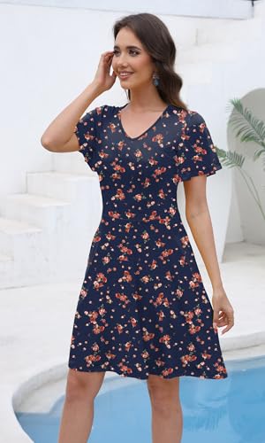 Image of COSSEN Women's Casual Short Sleeve Dress with Pockets