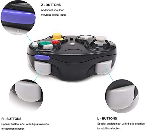 Vtone ZE010-2 Wireless Game Cube Controller, 2 Pieces 2.4G Wireless Classic Gamepad With Receiver Adapter For Wii Game Cube Ngc Gc thumb #2